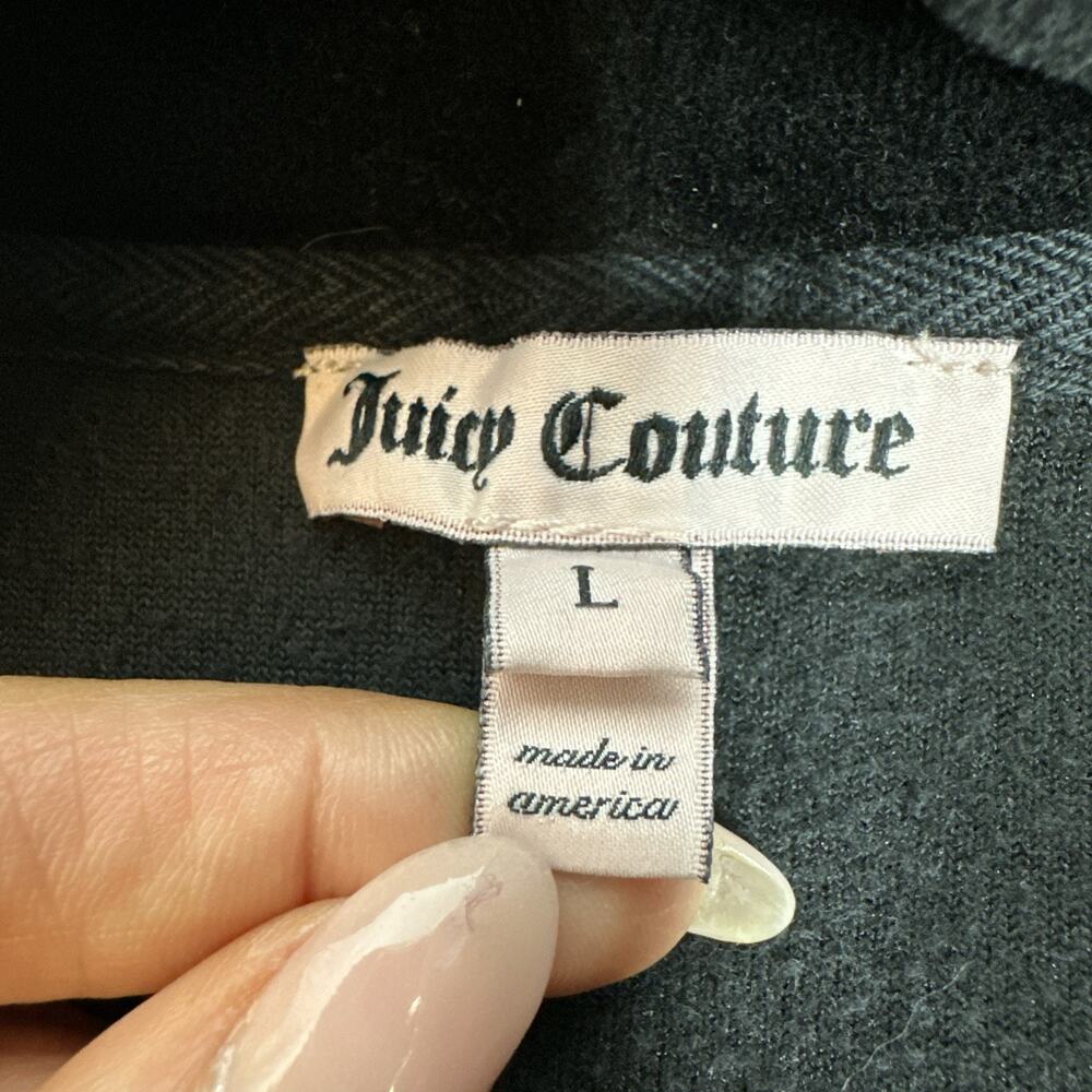 Juicy Couture Y2K Womens Zip Up Velour Jacket Hoodie Size L Made in USA Vintage - Picture 5 of 11